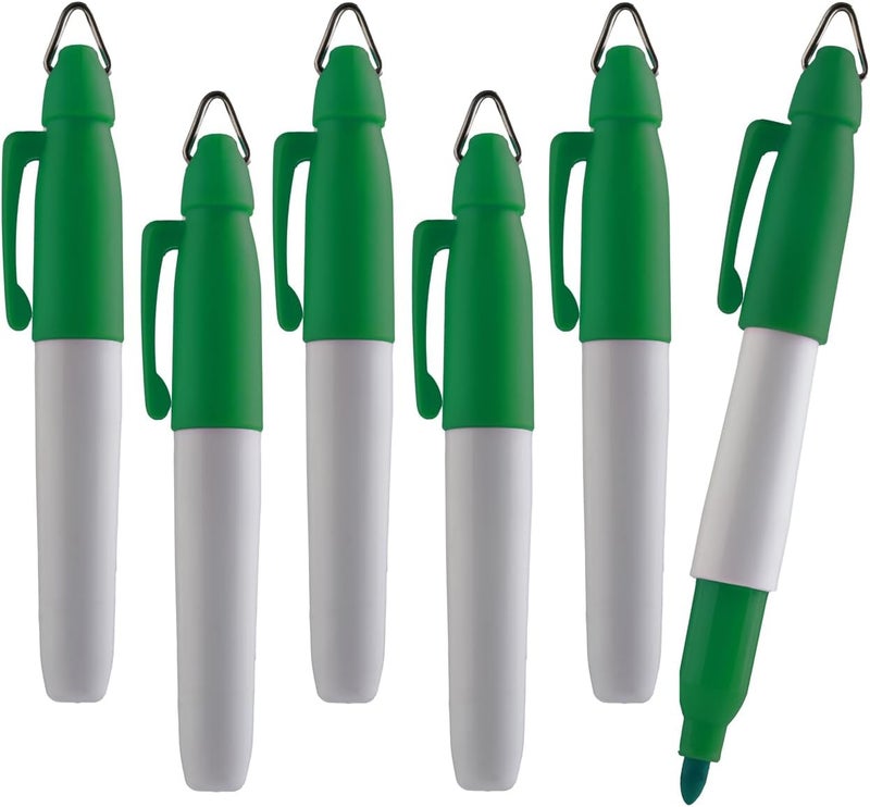 Mini Permanent Markers, Assorted Colours, Fine Point, 6 Count (Green)